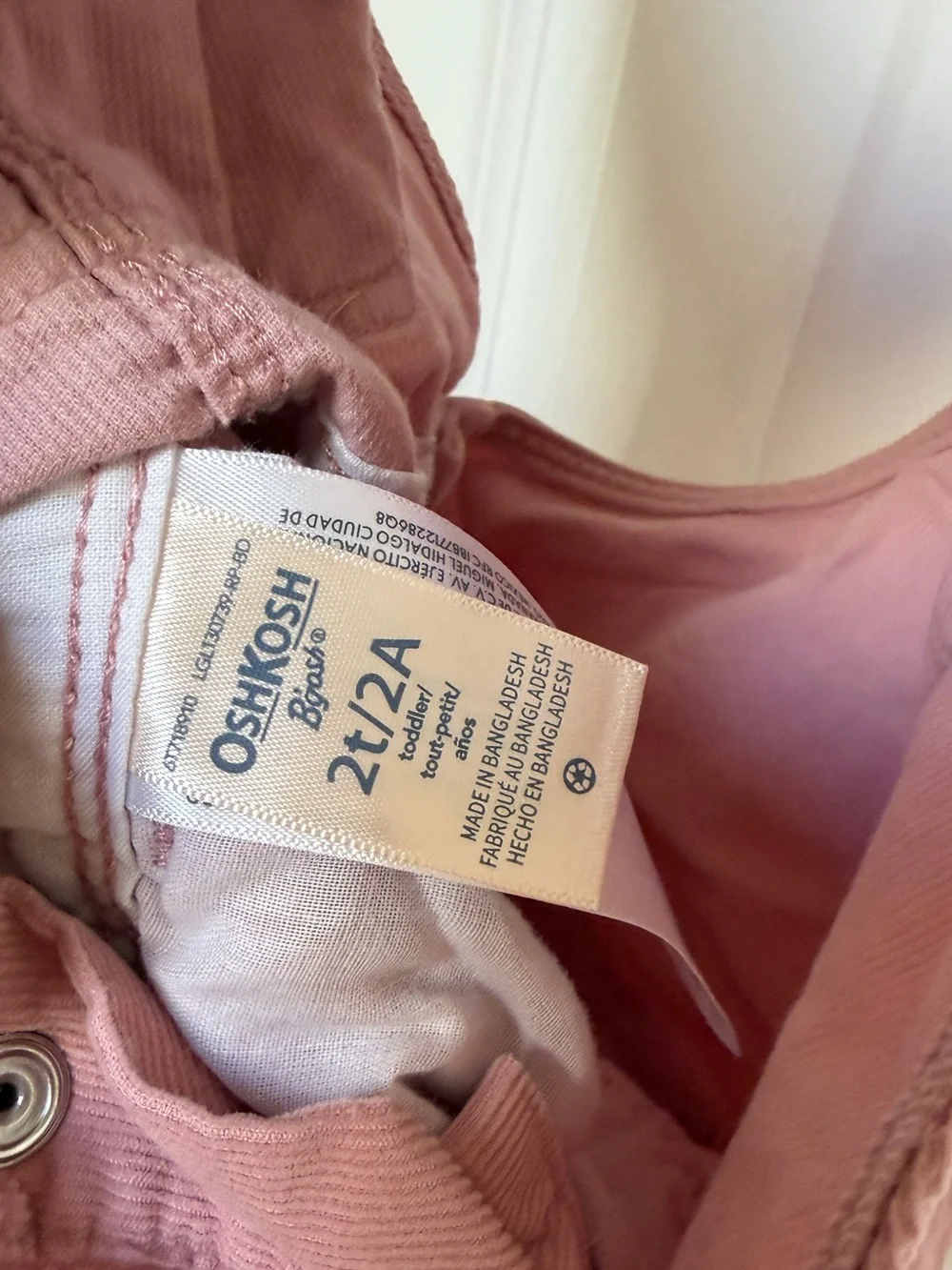 Oshkosh Dusty Pink Corduroy Overalls 2T